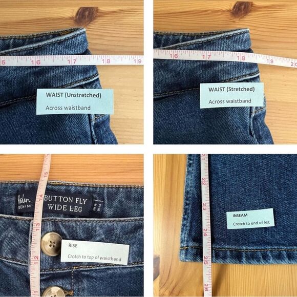 Boden Button Fly Wide Leg Jeans Size 14 Mid Vintage Denim Stretch Mom High Rise - Picture 12 of 14